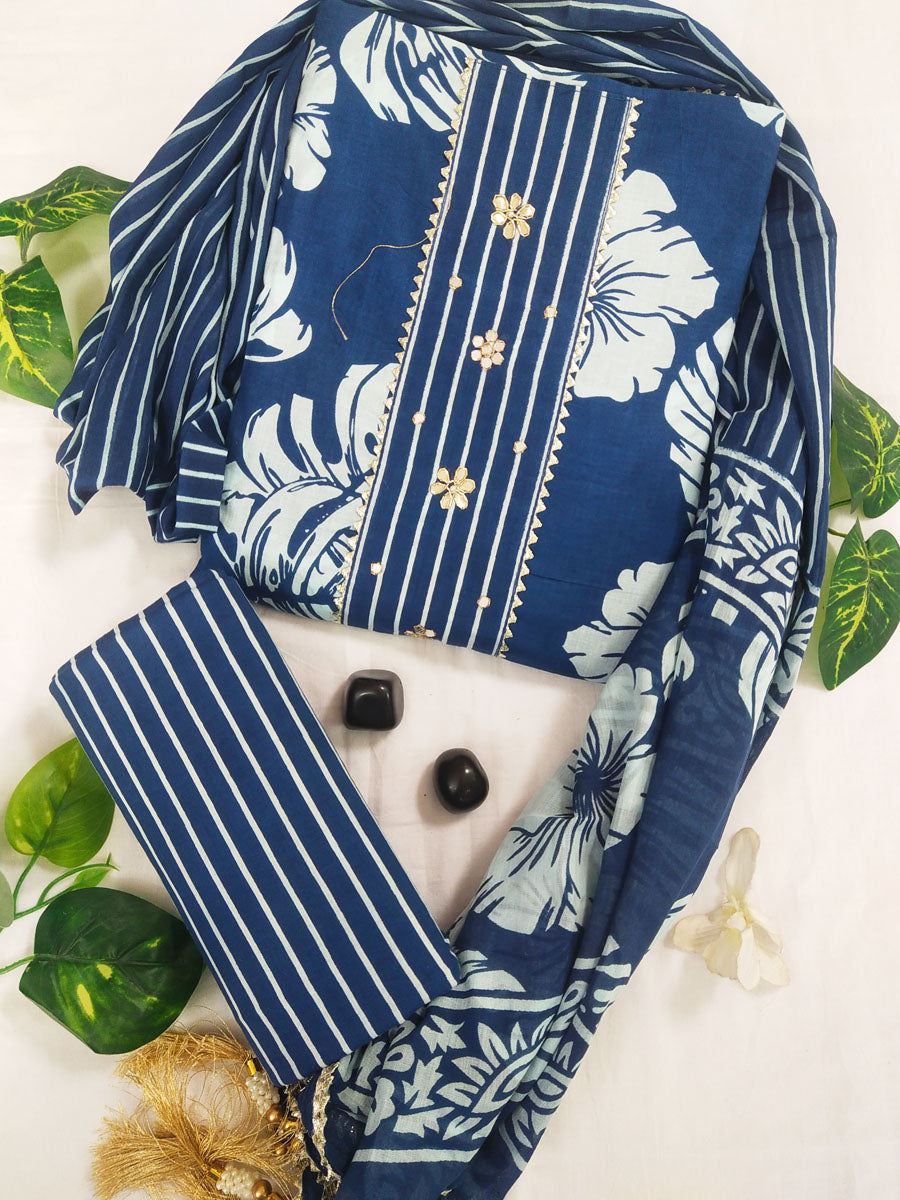 Gota Patti Cotton Suit Set with Cotton Dupatta ( GT10836)