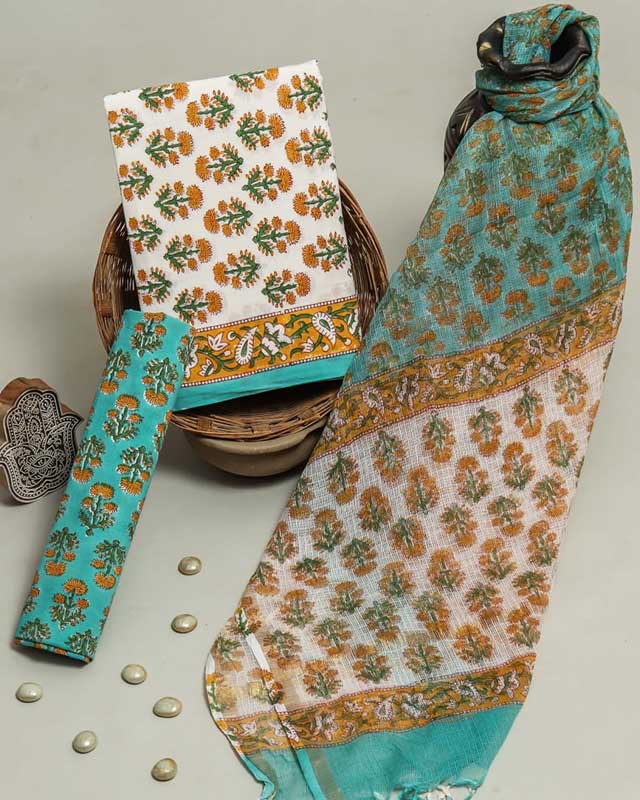 Cotton Suit Set with Kota Doria Dupatta ( CK0372)