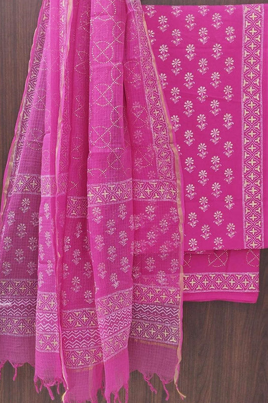 Cotton Suit Set with Kota Doria Dupatta ( CK91804)