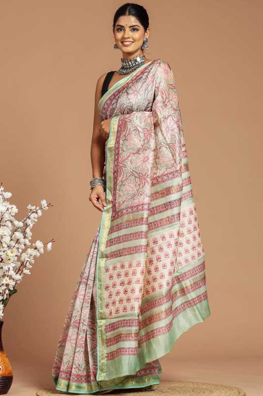 Maheshwari Silk Bagru Print Saree ( MS010912)