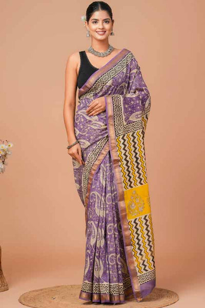 Maheshwari Silk Bagru Print Saree ( MS121603)