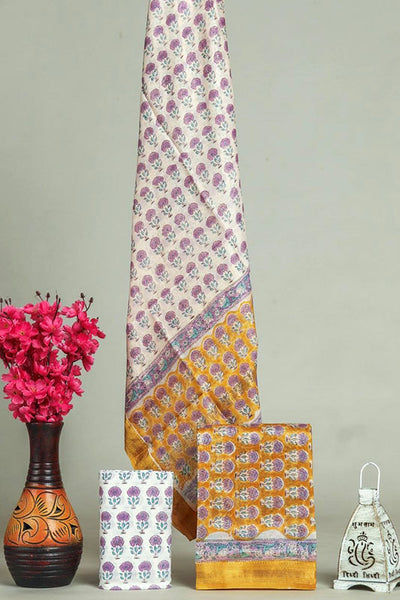 maheshwari silk cotton dress material Designer Hand Block Print Maheshwari Silk Suit Set Mslys36