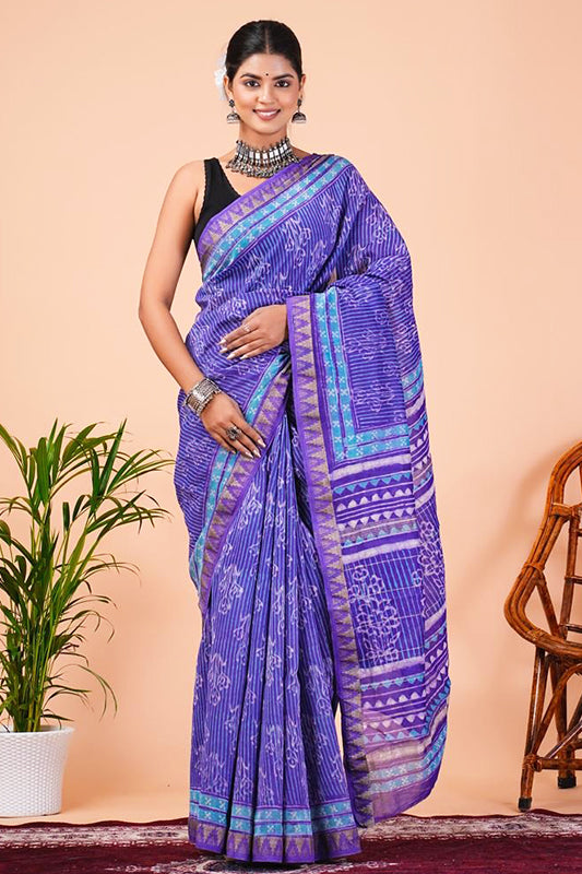 Maheshwari Silk Bagru Print Saree ( MS10804)