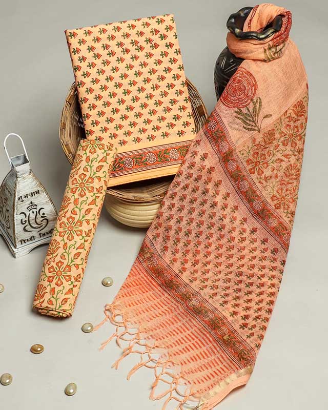 Cotton Suit Set with Kota Doria Dupatta ( CK220703)