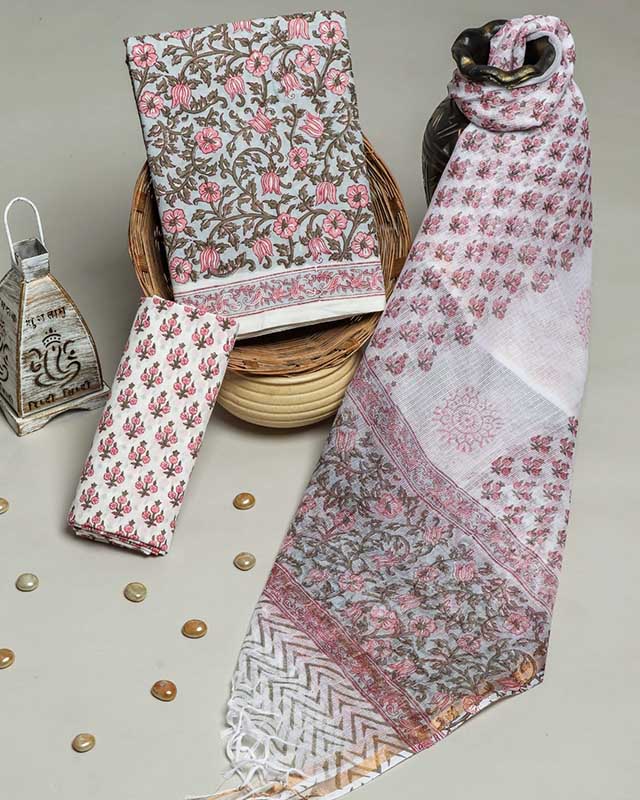 Cotton Suit Set with Kota Doria Dupatta ( CK220704)