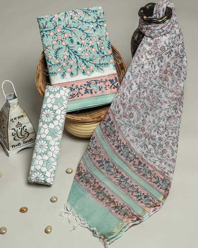Cotton Suit Set with Kota Doria Dupatta ( CK220706)