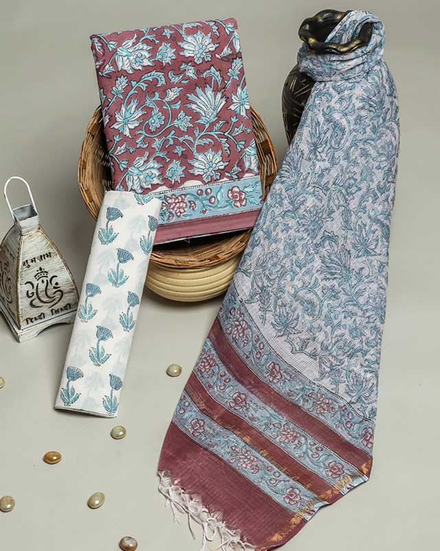Cotton Suit Set with Kota Doria Dupatta ( CK220707)