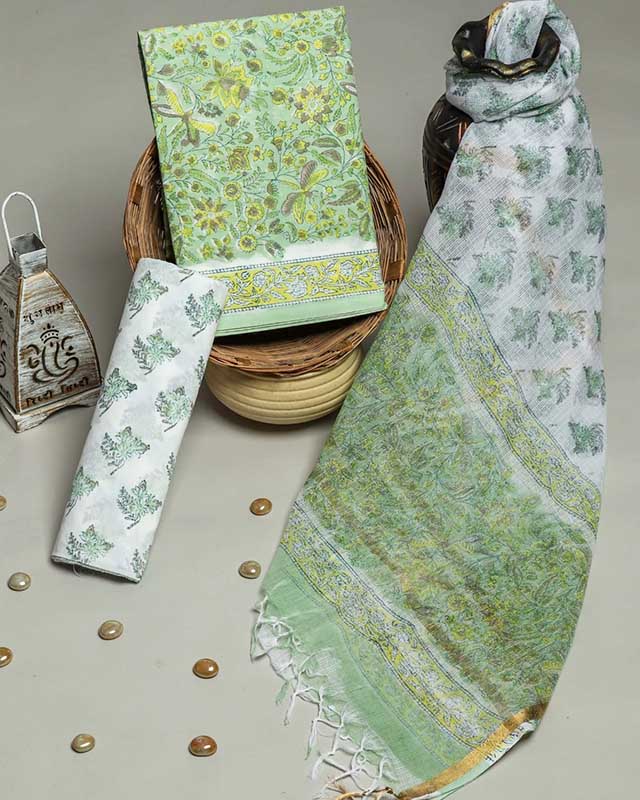 Cotton Suit Set with Kota Doria Dupatta ( CK220708)