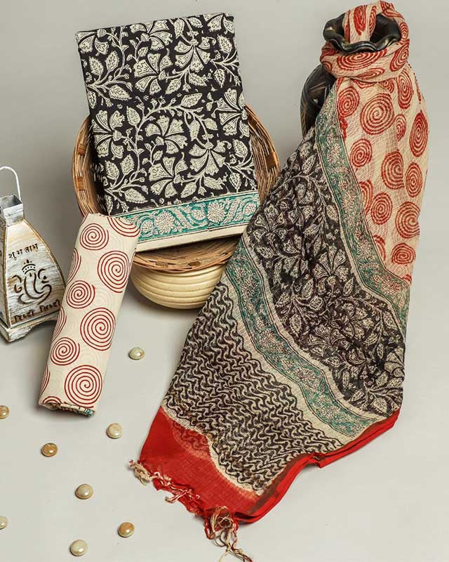 Cotton Suit Set with Kota Doria Dupatta ( CK210802)