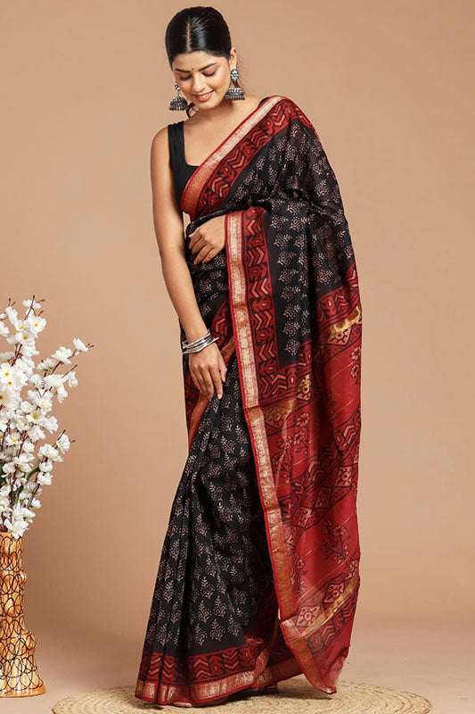 Maheshwari Silk Bagru Print Saree ( MS310521)