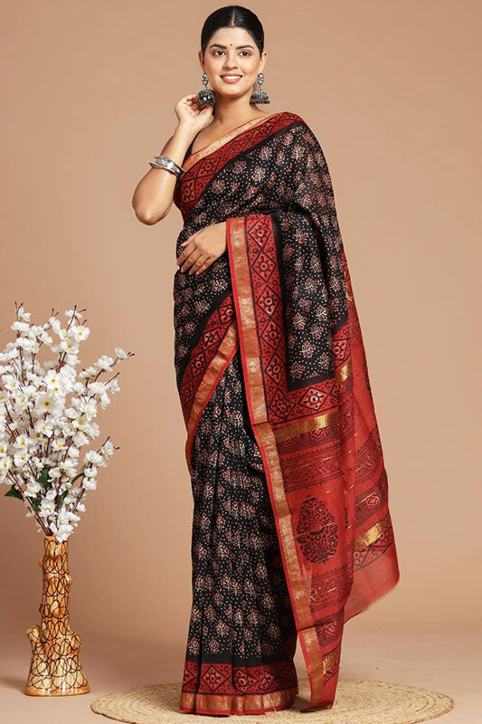 Maheshwari Silk Bagru Print Saree ( MS310525)