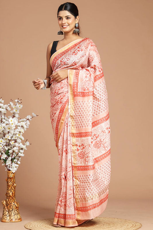 Maheshwari Silk Bagru Print Saree ( MS220502)