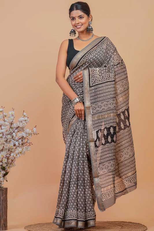 Maheshwari Silk Bagru Print Saree ( MS010913)