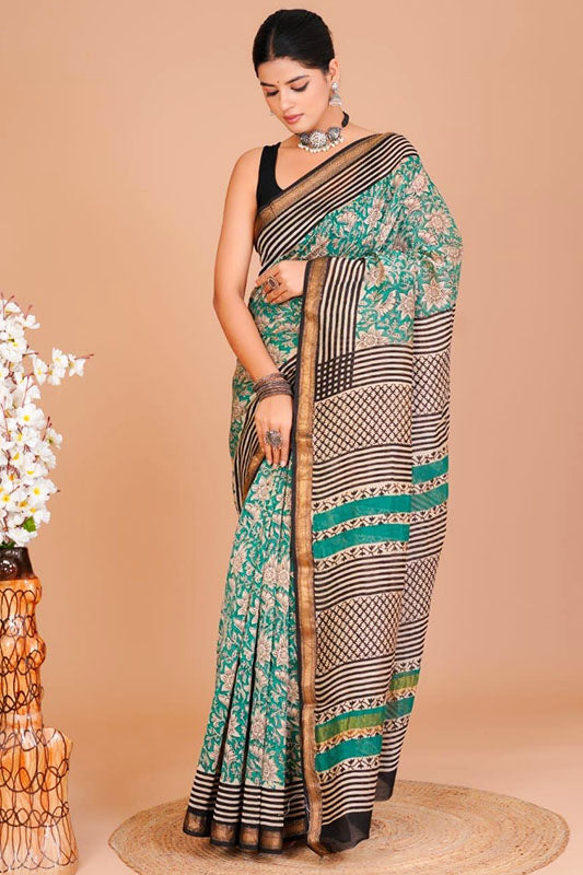 Maheshwari Silk Bagru Print Saree ( MS11404)