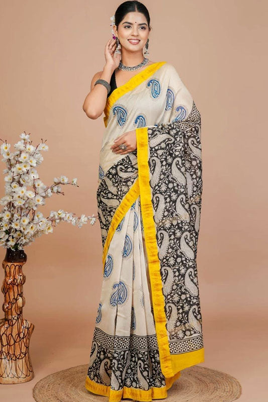 Maheshwari Silk Bagru Print Saree ( MS11408)