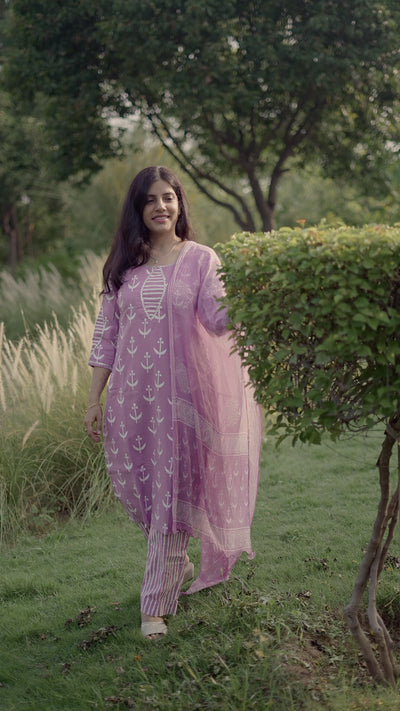 Cotton Suit Set with Chiffon Dupatta ( BTSJ 6607 )