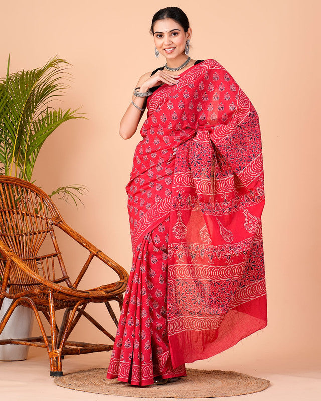 Premium Cotton Saree with Blouse Piece ( CS0212 )