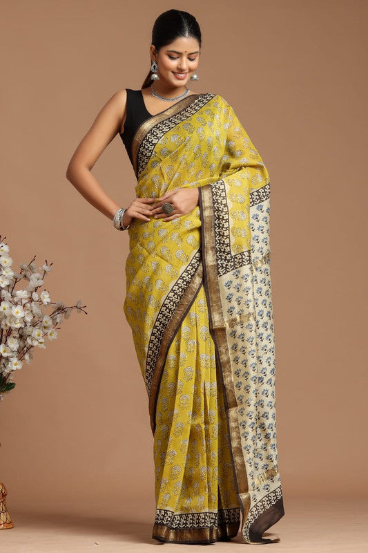 Maheshwari Silk Bagru Print Saree ( BTSJ 193 )
