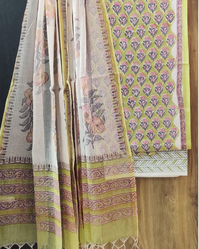 Cotton Suit Set with Kota Doria Dupatta ( CK180507 )