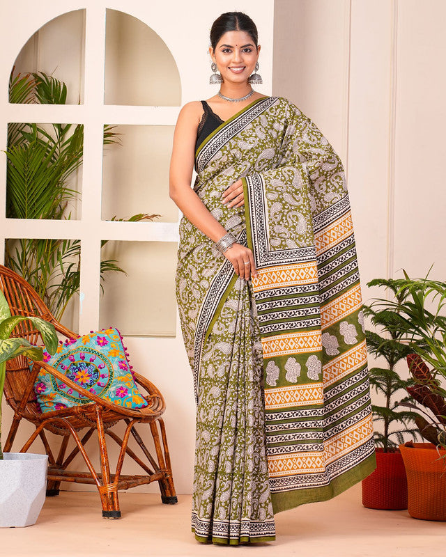 Premium Cotton Saree with Blouse Piece ( CS0425 )