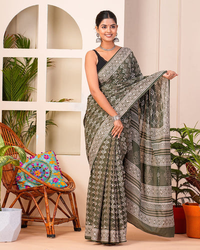 Premium Cotton Saree with Blouse Piece ( CS0428 )