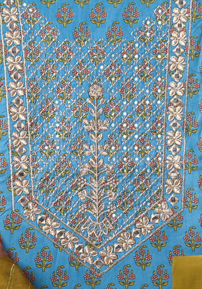 Sequence Work Cotton Suit Set with Maheshwari Silk Dupatta ( GK1935 )