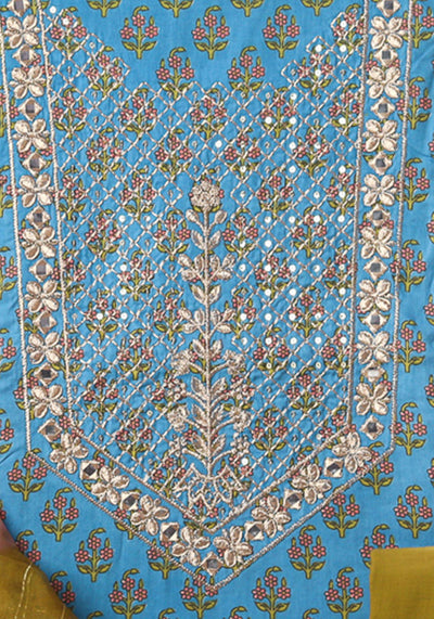 Sequence Work Cotton Suit Set with Maheshwari Silk Dupatta ( GK1935 )