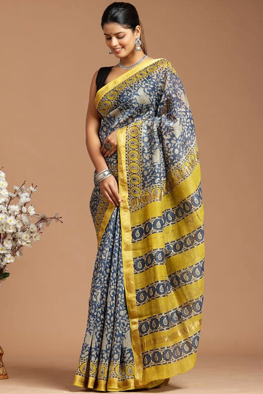 Maheshwari Silk Bagru Print Saree ( MS060401 )