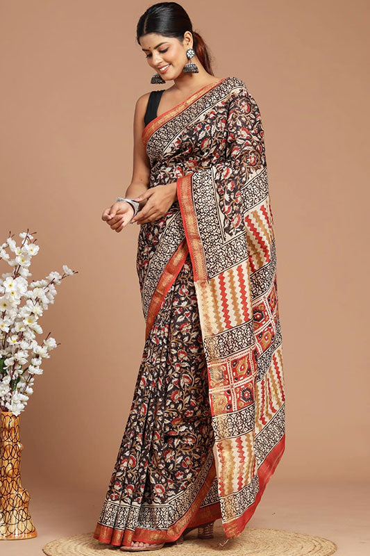 Maheshwari Silk Bagru Print Saree ( MS06040)2